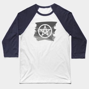 Pagan Pentagram Grey Paint Witch Magick Baseball T-Shirt